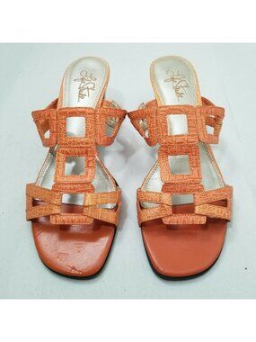 Orange Leather womens Sandals 8M Life Stride